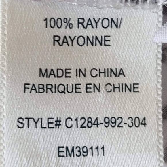 CLOTH & STONE Black White Graphic Print‎ Tie Neck Blouse Top Women's Medium - Picture 8 of 11